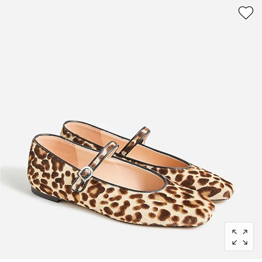JCrew calf hair leopard print mary jane flats
